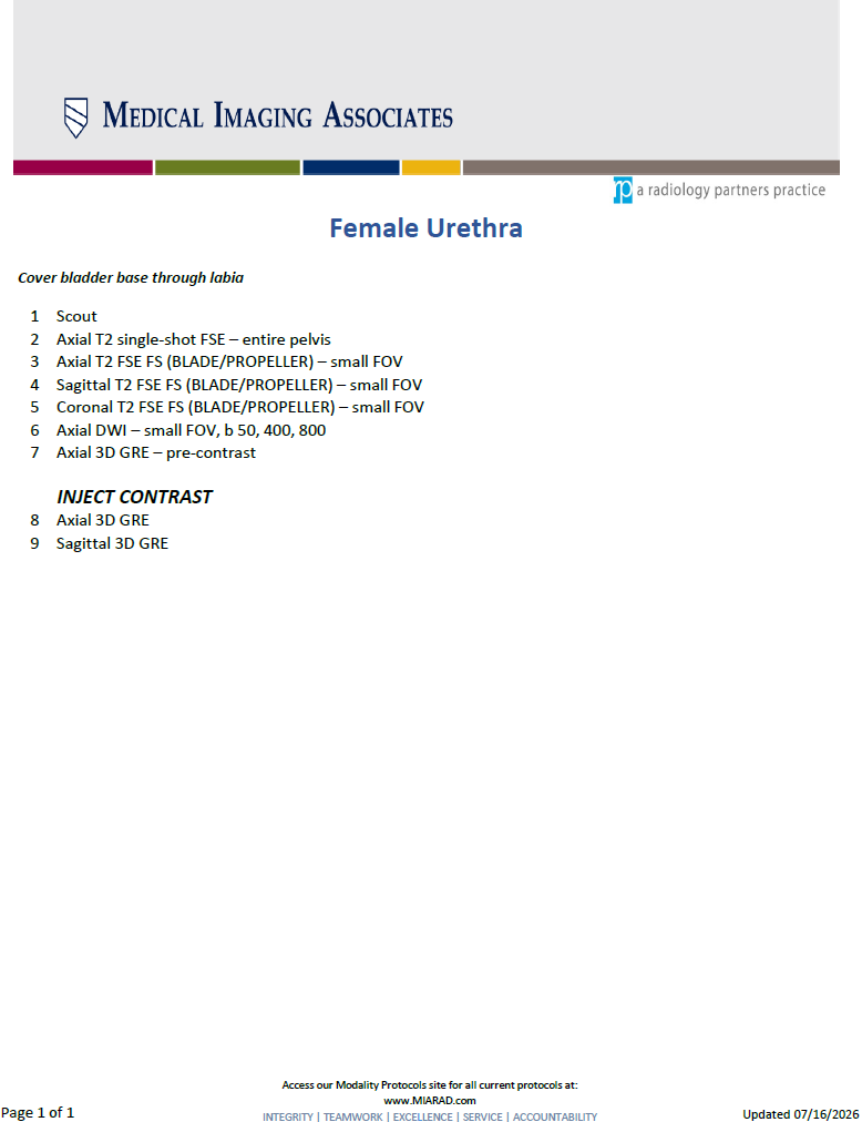 MR Female Urethra 07-16-2026